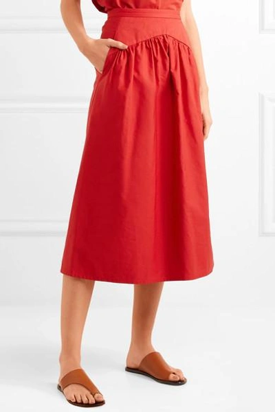 Shop Atlantique Ascoli Cotton And Linen-blend Midi Skirt