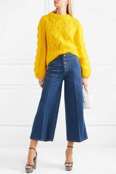 Shop Marc Jacobs Cropped High-rise Wide-leg Jeans In Blue