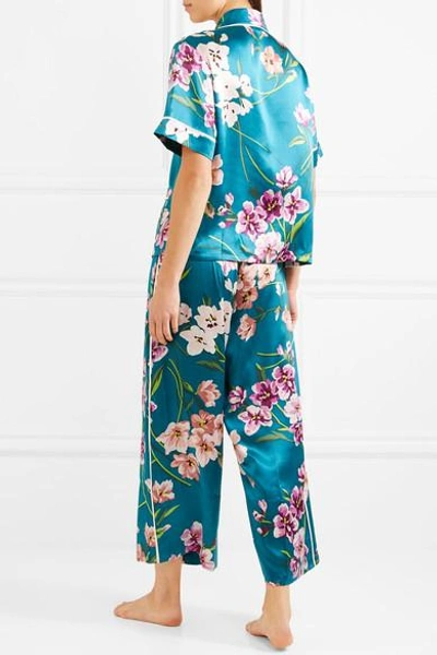 Shop Olivia Von Halle Daria Printed Silk-satin Pajama Set