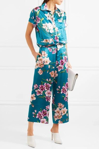Shop Olivia Von Halle Daria Printed Silk-satin Pajama Set