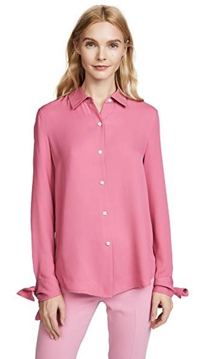 Shop Theory Tie Cuff Shirt In Orchid Pink