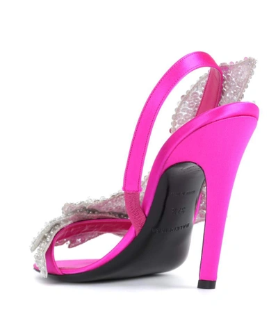 Shop Balenciaga Embellished Satin Sandals In Pink