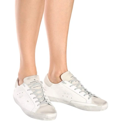 Shop Golden Goose Superstar Leather Sneakers In White