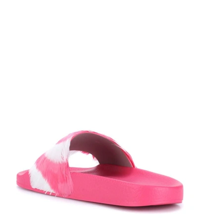 Shop Valentino Feather Slides In Pink