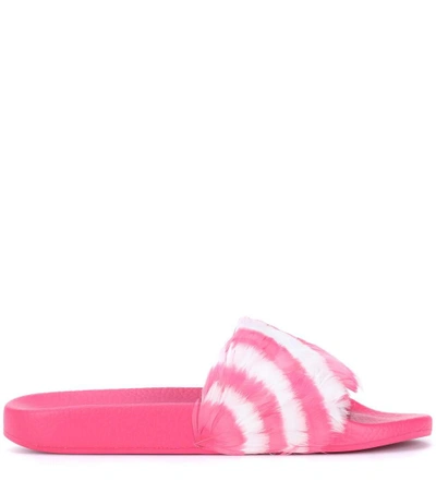 Shop Valentino Feather Slides In Pink