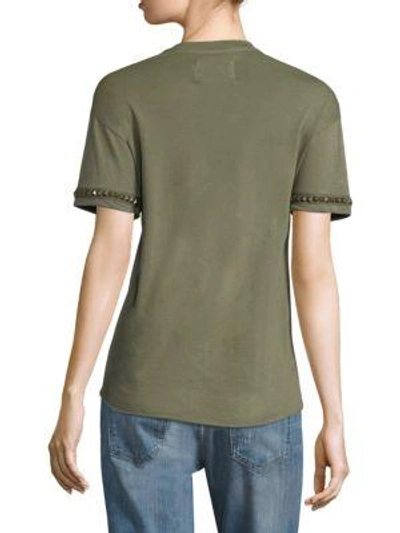 Shop Sandrine Rose The 200 Studded Tee In Army Green