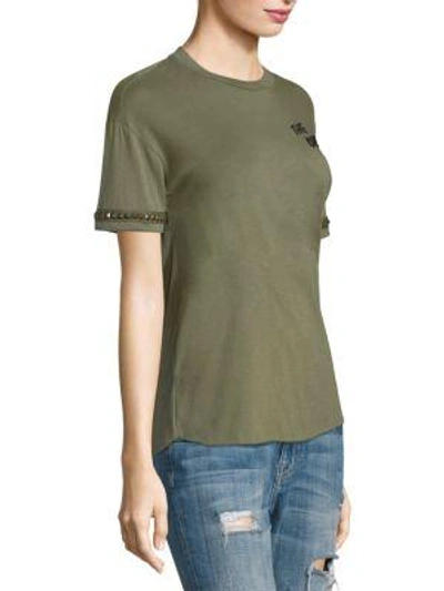 Shop Sandrine Rose The 200 Studded Tee In Army Green