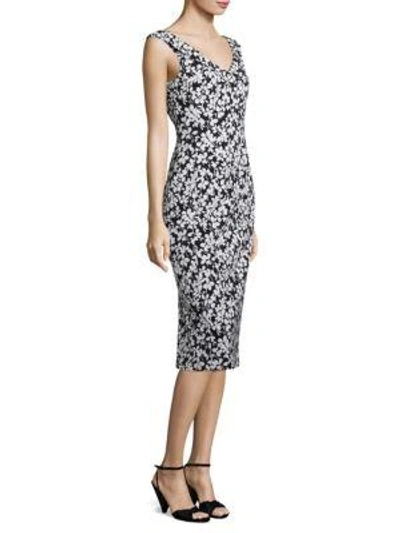 Shop Michael Kors Floral Jacquard Dress In Black Optic White
