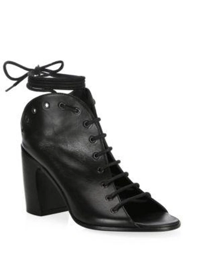 Shop Ann Demeulemeester Leather Lace-up Ankle Boots In Black