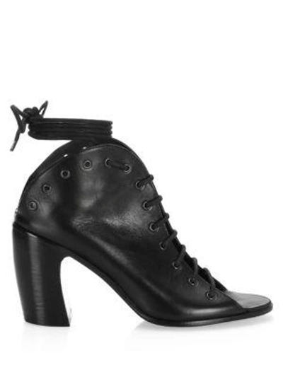 Shop Ann Demeulemeester Leather Lace-up Ankle Boots In Black