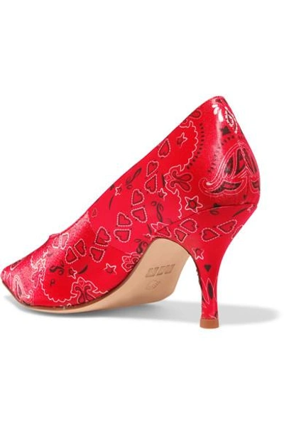 Shop Mr By Man Repeller Printed Satin Pumps In Red