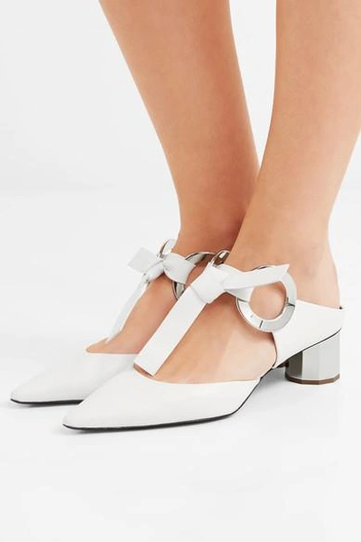 Shop Proenza Schouler Eyelet-embellished Leather Mules In White