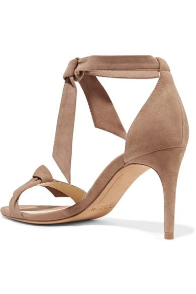 Shop Alexandre Birman Clarita Bow-embellished Suede Sandals In Beige