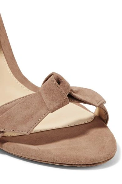 Shop Alexandre Birman Clarita Bow-embellished Suede Sandals In Beige
