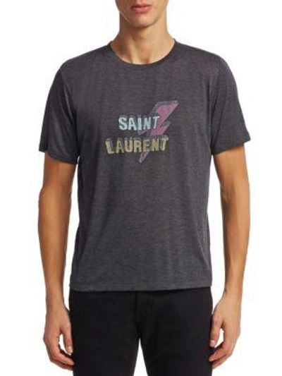 Shop Saint Laurent Lightning Logo Tee In Black White