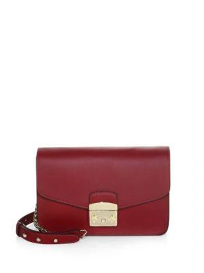 Shop Saks Fifth Avenue Polished Leather Shoulder Bag In Ciliegia