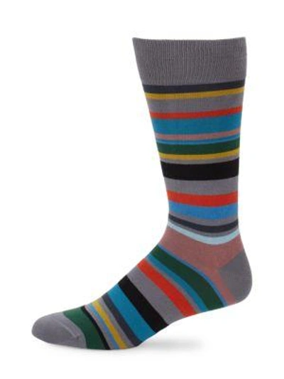 Shop Paul Smith Striped Mid-calf Socks In Grey Multi