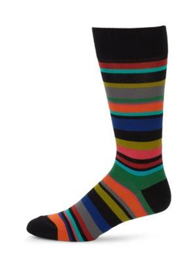 Shop Paul Smith Striped Mid-calf Socks In Burgundy Multi