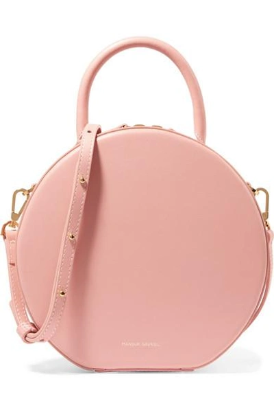 Shop Mansur Gavriel Circle Leather Shoulder Bag In Blush