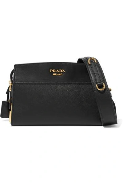 Shop Prada Esplanade Textured-leather Shoulder Bag In Black