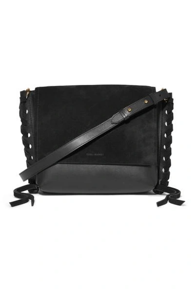 Isabel Marant Asli Whipstitched Leather And Suede Shoulder Bag Black | ModeSens