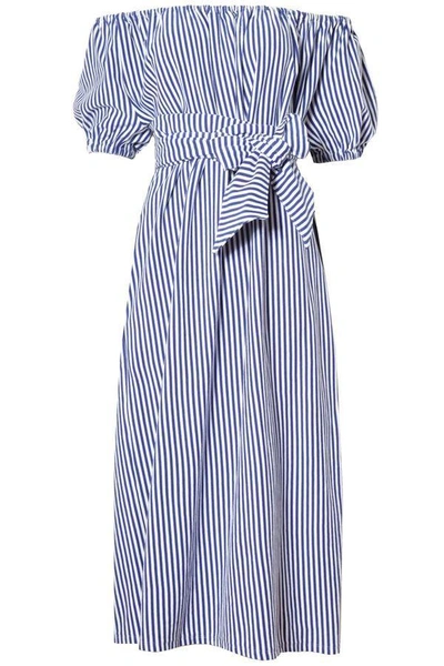Shop Mds Stripes Marina Dress Cobalt Stripe In Marina, Cobalt, Light Blue, White