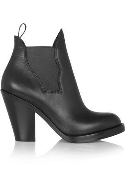 Shop Acne Studios Woman Star Leather Ankle Boots Black