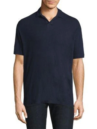 Shop Theory Palm Jersey Open Polo Shirt In Ink