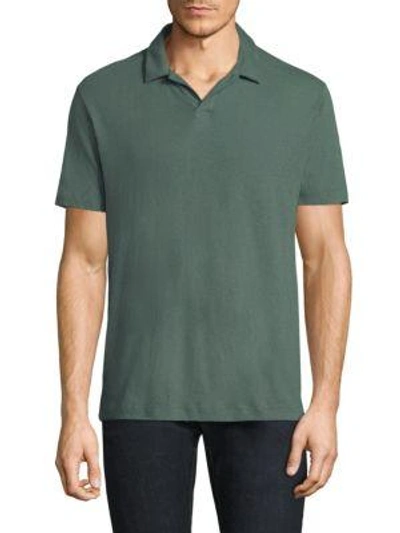 Shop Theory Palm Jersey Open Polo Shirt In Ink