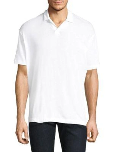 Shop Theory Palm Jersey Open Polo Shirt In White
