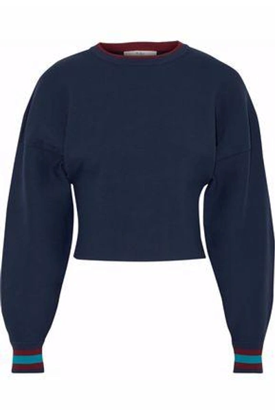 Shop Tibi Woman Pointelle-knit Sweater Navy