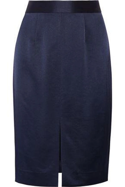 Shop L Agence Hanna Satin Skirt In Storm Blue