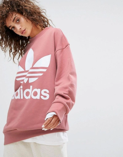 Adidas Originals Oversized Sweatshirt In - Pink | ModeSens