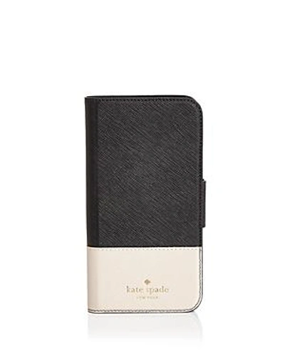 Shop Kate Spade New York Wrap Folio Saffiano Leather Iphone X Case In Black Multi/gold