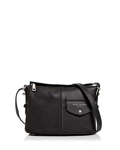 Shop Marc Jacobs The Side Sling Leather Crossbody In Black/silver