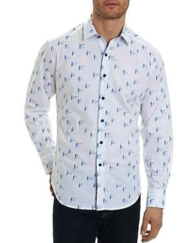 Shop Robert Graham Reid Patterned Long Sleeve Button-down Shirt In White