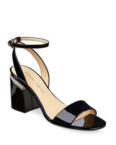 Shop Ivanka Trump Women's Anina Patent Leather Ankle Strap Sandals In Black