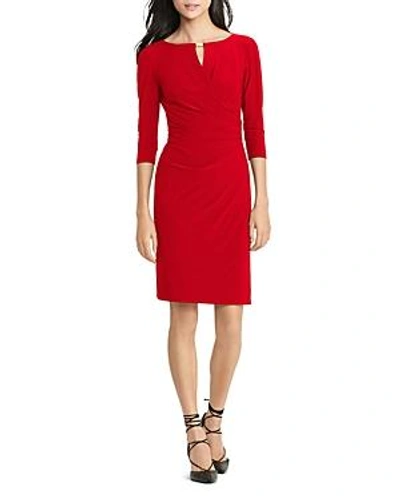 Shop Ralph Lauren Lauren  Keyhole Jersey Dress In Red