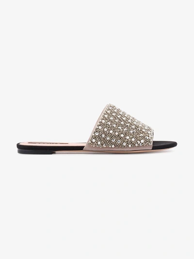 Shop Rochas Jewelled Slides In Metallic