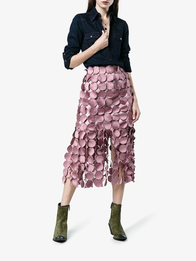 Shop Loewe Dot Cut Out Skirt In Pink & Purple