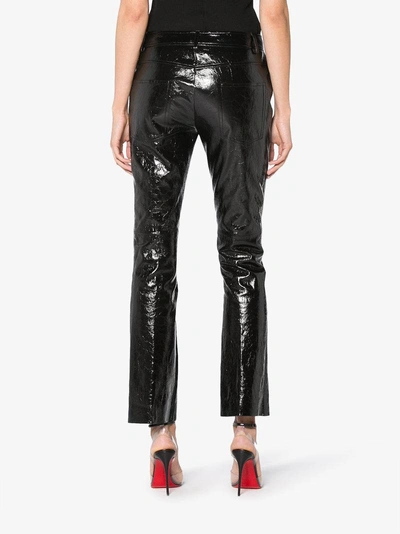 Shop Helmut Lang Leather Mid Rise Cropped Trousers In Black