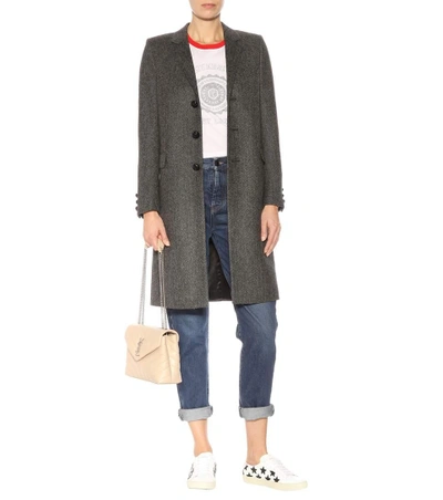 Shop Saint Laurent Wool Coat In Grey