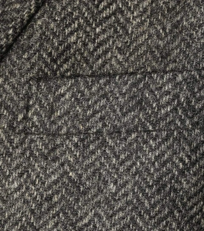 Shop Saint Laurent Wool Coat In Grey