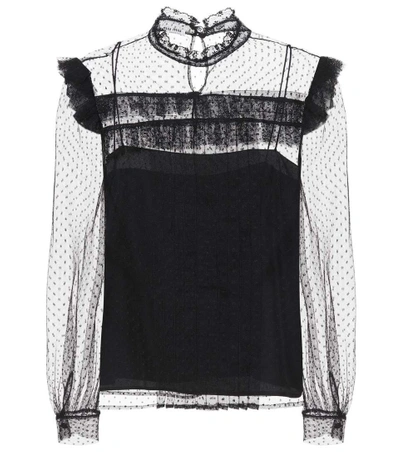 Shop Miu Miu Tulle Blouse In Black