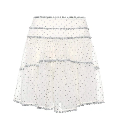 Shop Zimmermann Painted Heart Contour Cotton And Silk Skirt In White