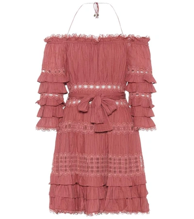 Shop Zimmermann Off-the-shoulder Cotton Minidress In Red