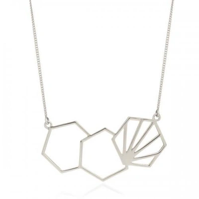 Shop Rachel Jackson London Serenity Hexagon Necklace In Sterling Silver