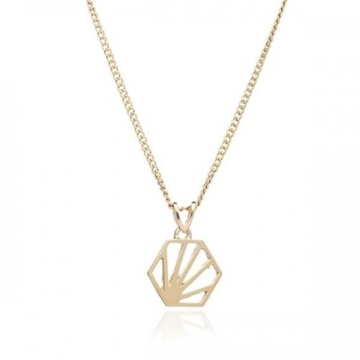 Shop Rachel Jackson London Serenity Mini Hexagon Necklace In 22 Carat Gold Plated