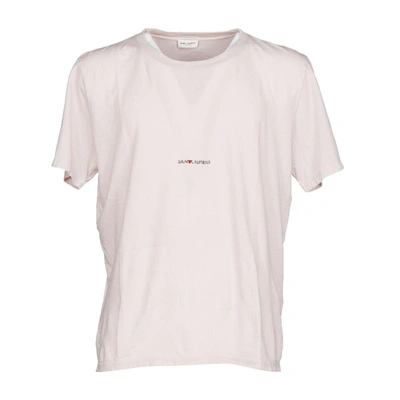 Shop Saint Laurent Logo Printed T-shirt In Rose