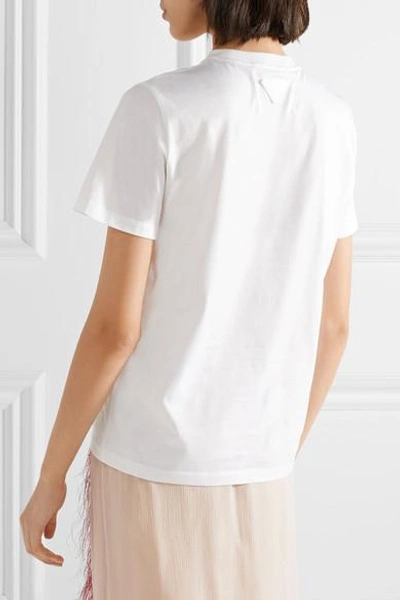 Shop Prada Printed Cotton-jersey T-shirt In White